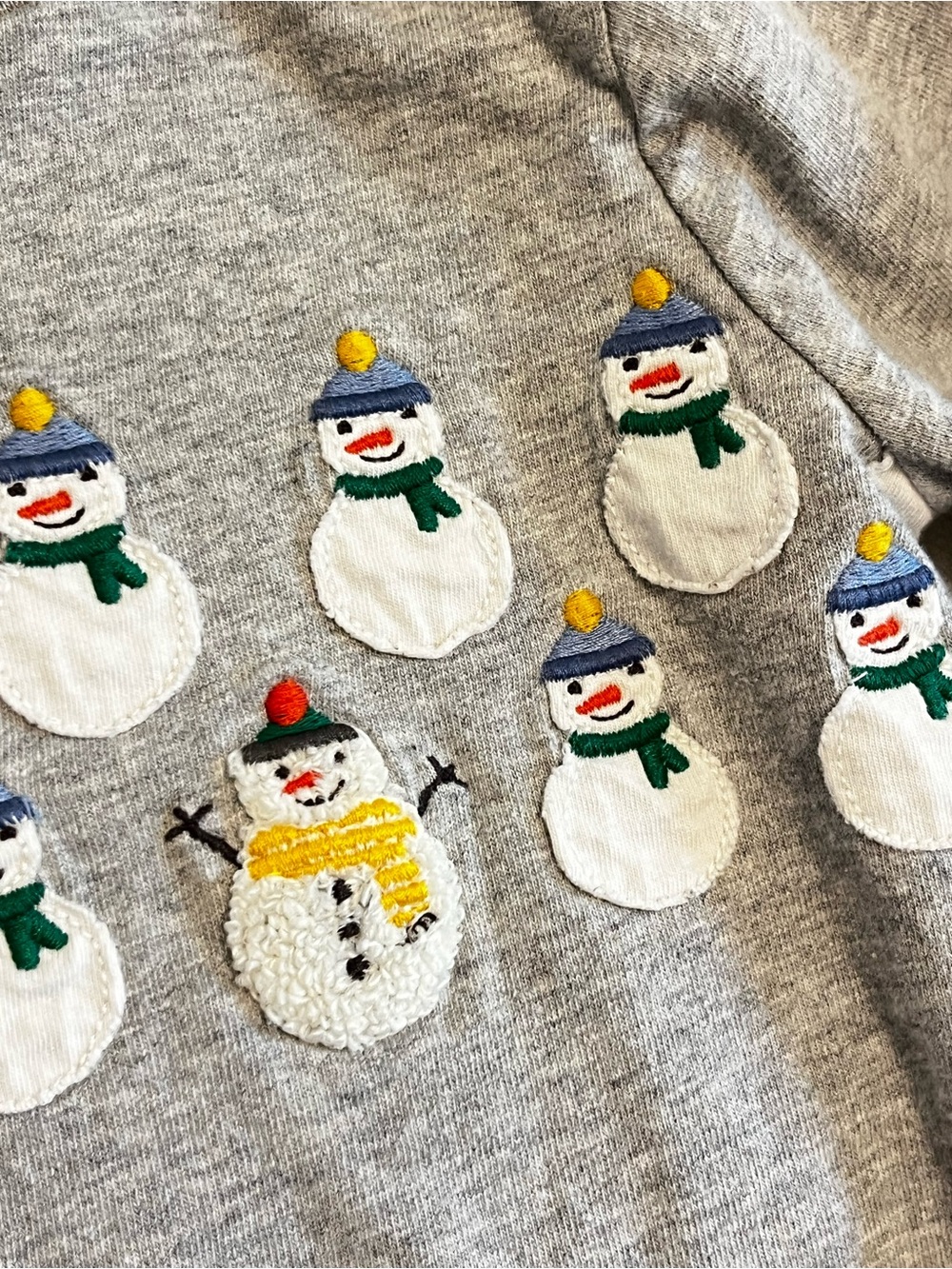 Baby Boden Snowman Appliqué Long Sleeve Shirt Toddler Boys 12-18mo Gray - Picture 3 of 7